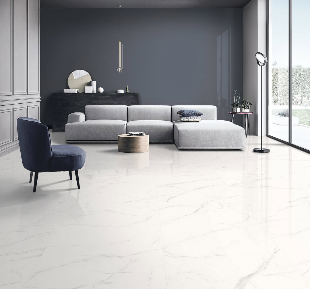 Calacatta Silver Marble Look Rectified Honed Porcelain Tile 3626 1200 × 600 mm