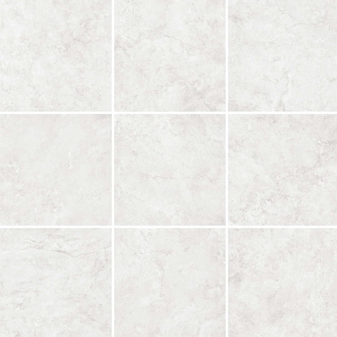Osman White Travertine Look Rectified Matt Porcelain Tile 4354 600 × 600 mm